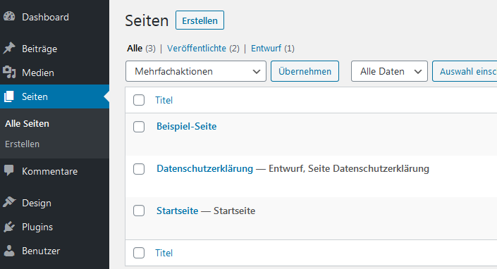 Customizer Übersicht
