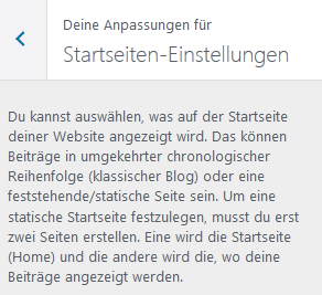 Customizer Übersicht