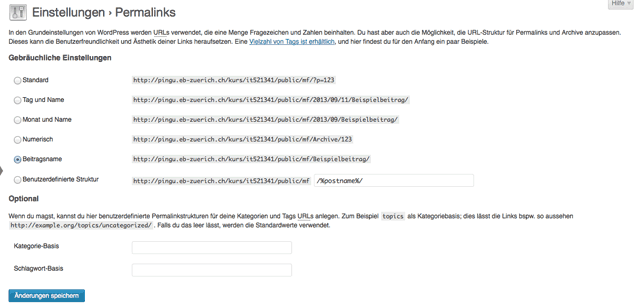 Permalinkeinstellungen
